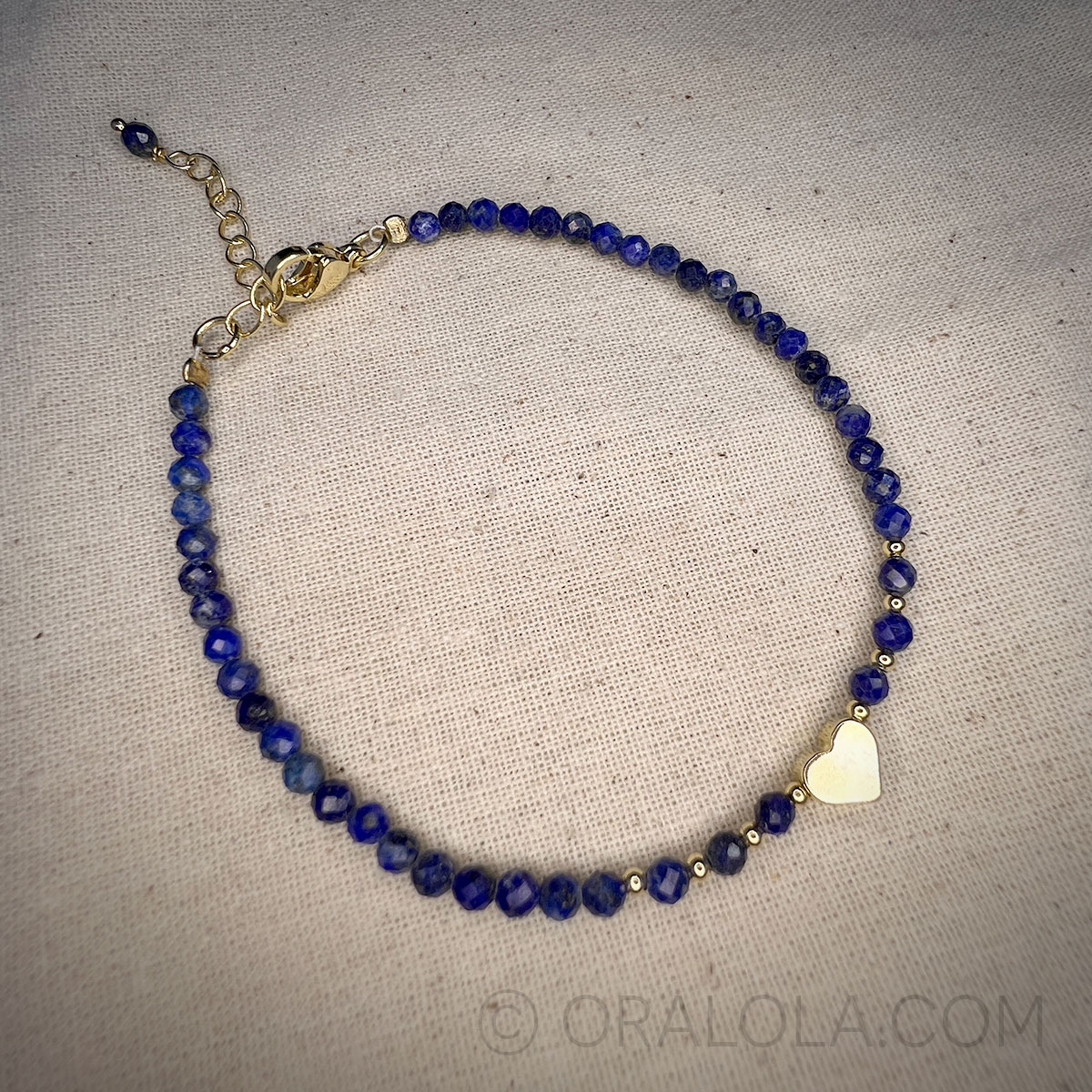 Lapis Schmuckarmband Edelsteine geschliffen mit goldenem Herz