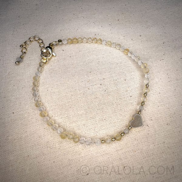 Citrin Schmuckarmband Edelsteine geschliffen mit goldenem Herz